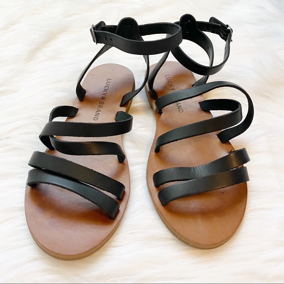 Lucky Brand Shoes - Lucky Brand Flat Sandals Black Adjustable Strap